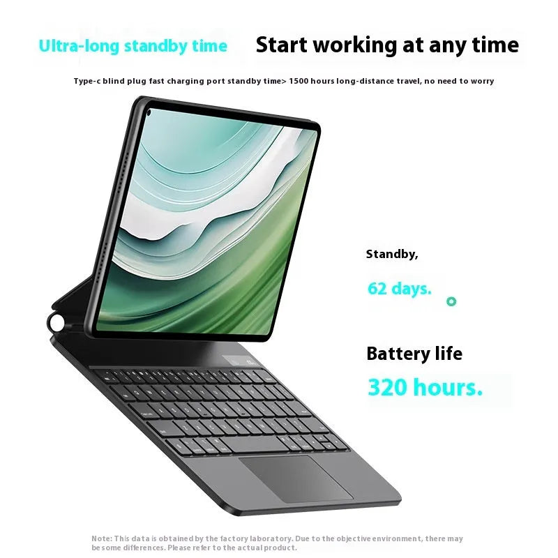 Miaocontrol magnetic wireless keyboard and protective cover for Huawei MatePad 11 tablet in black colour.