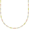 Ladies geometric crystal necklace with alloy chain and random colour glass bead pendant