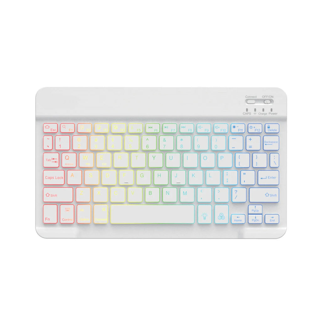10-inch Bluetooth keyboard with colourful RGB backlighting for tablet typing