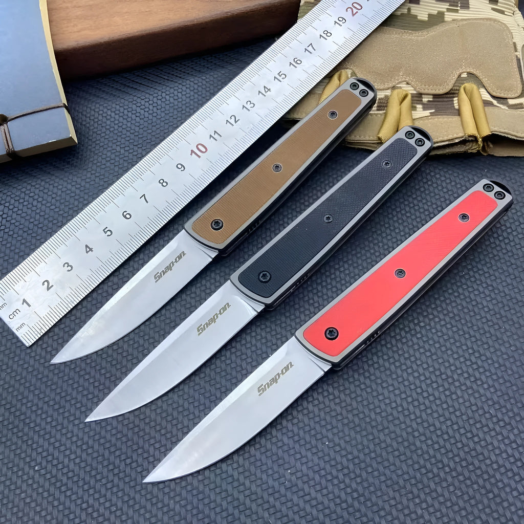 Folding handmade fruit knife with stainless steel blade in black, red or coffee colour
