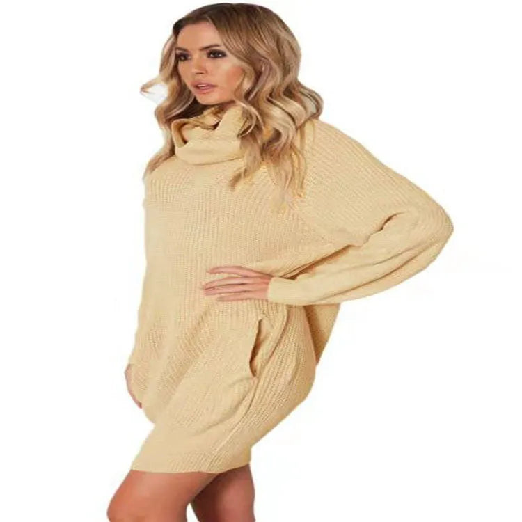 Women's apricot V-neck pullover sweater with lapel, loose slim fit, and side pockets.