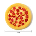Yellow pizza slice dog chew toy with teddy bear design on top
