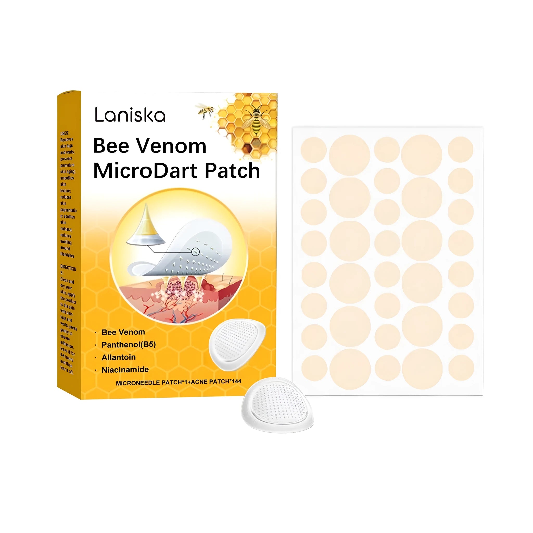 Wart removal microdart patch set with 144 acne patches and needle patch