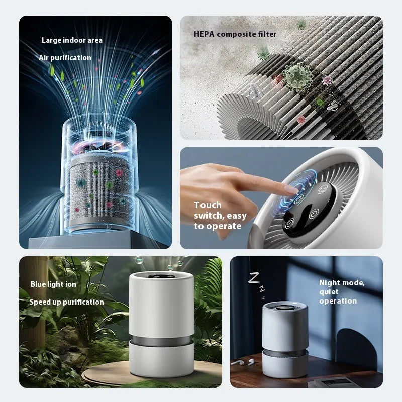 White EJ-JHQ101 desktop USB air purifier for small rooms under 10 square metres.