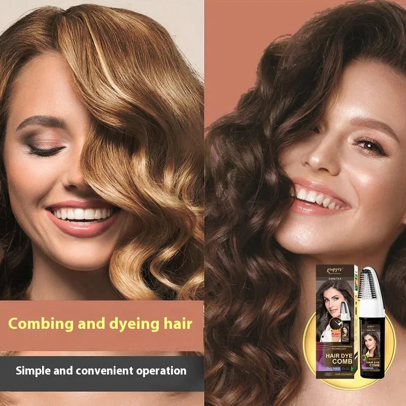 Easy comb applicator hair dye bottle in brown, wine red, and dark brown shades, 200ml.