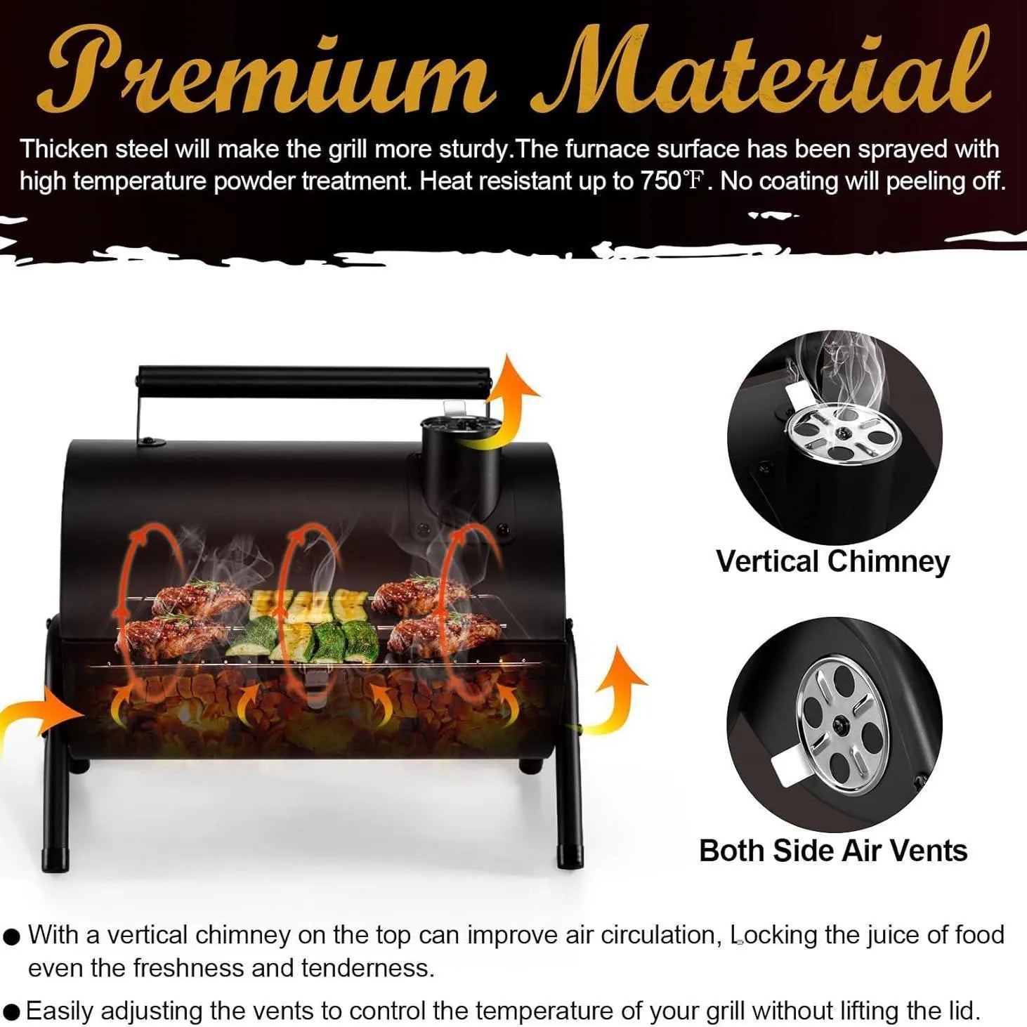 Small portable folding charcoal barbecue stove with grill for desktop use