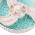 Pet food basin rotating game board slow feeder with silicone pad in blue colour with windmill pattern