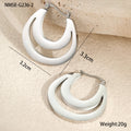 Geometric French earrings with round ring design in gold or steel metallic colours