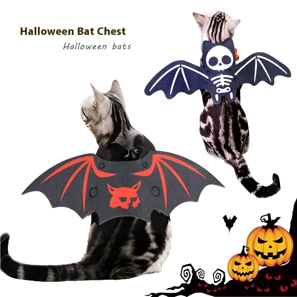 Halloween batwing costume for cats in felt material with multiple colour options