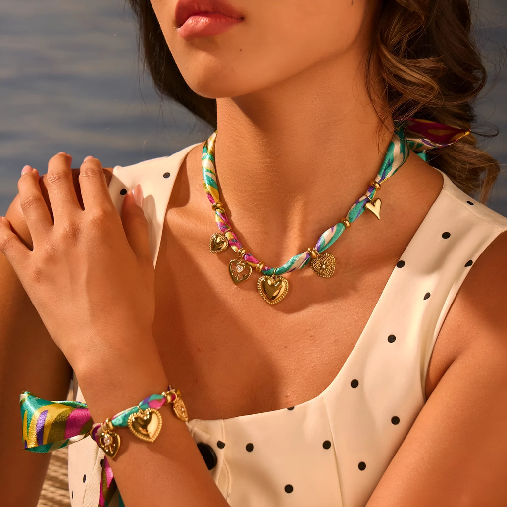 Geometric pendant on an 18K plated stainless steel chain necklace or bracelet for women