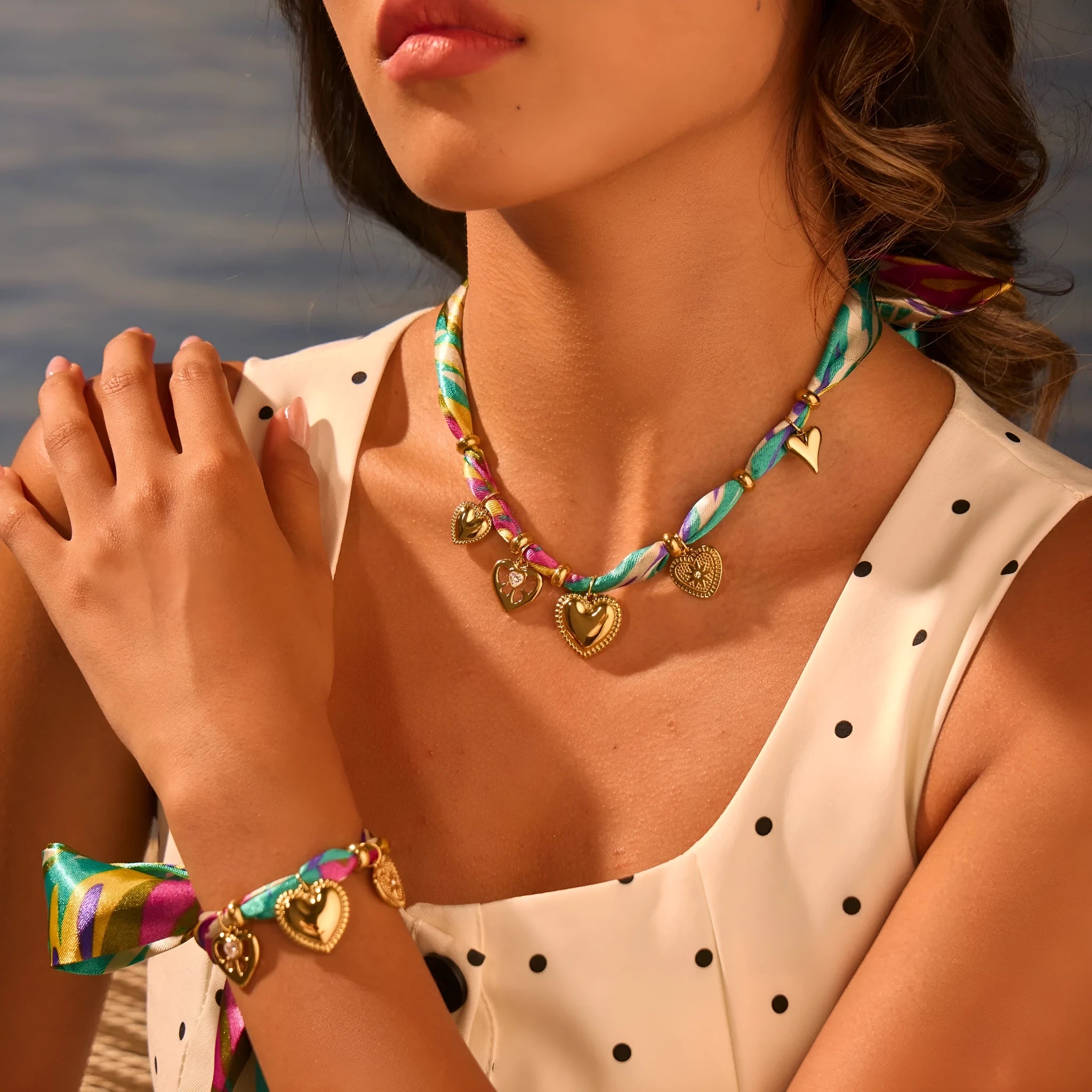 Geometric pendant on an 18K plated stainless steel chain necklace or bracelet for women