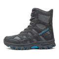 Men's tactical high-top boots in black with wear-resistant rubber outsole, suitable for outdoor mountaineering and field use