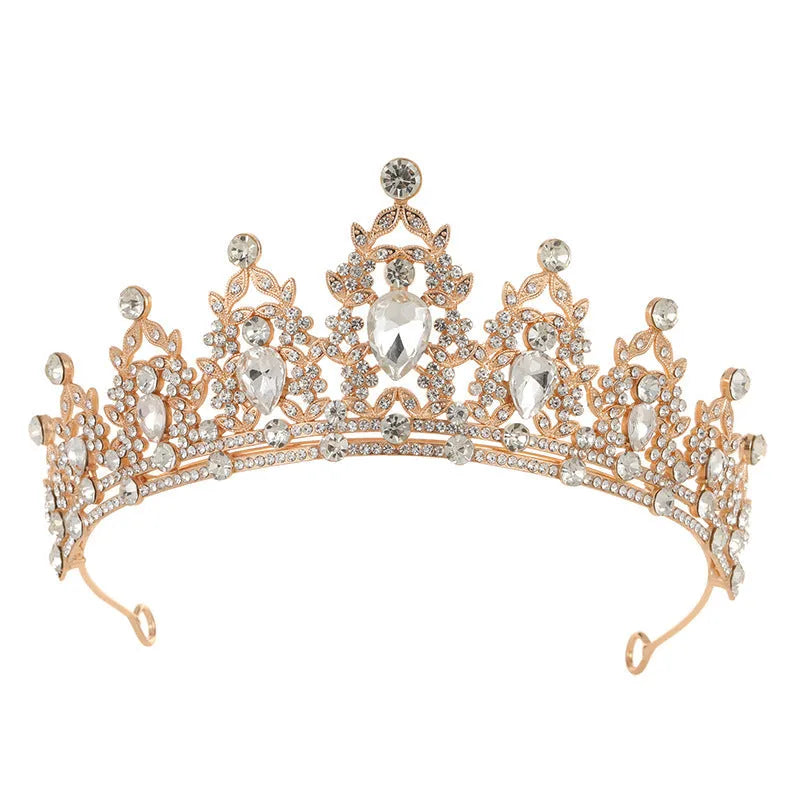 Baroque crown wedding headdress with rhinestone treatment in silver and gold colour options