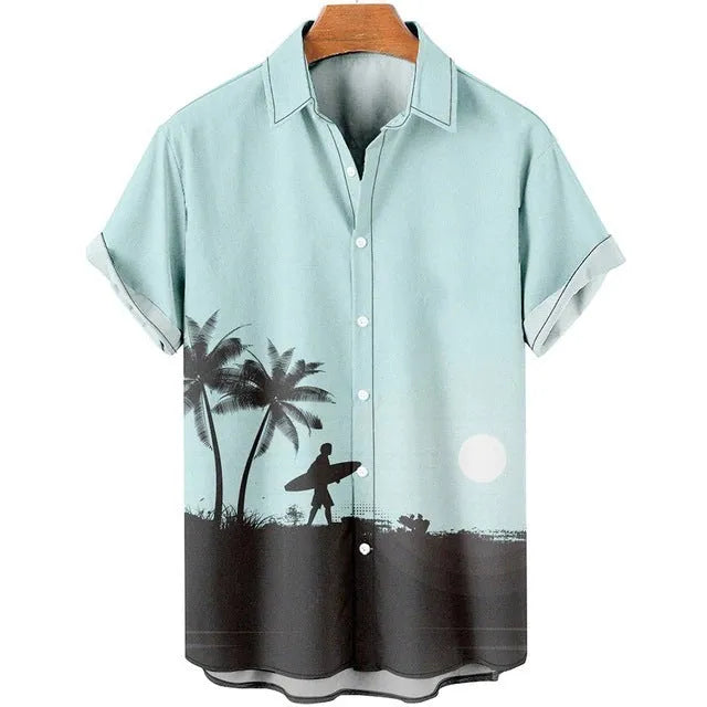 Men's slim fit short sleeve shirt with 3D floral digital printing in various colour options