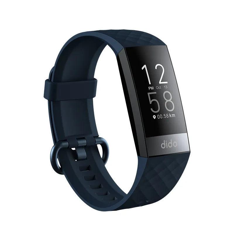 Black smart health bracelet with ECG and blood pressure monitoring on wrist
