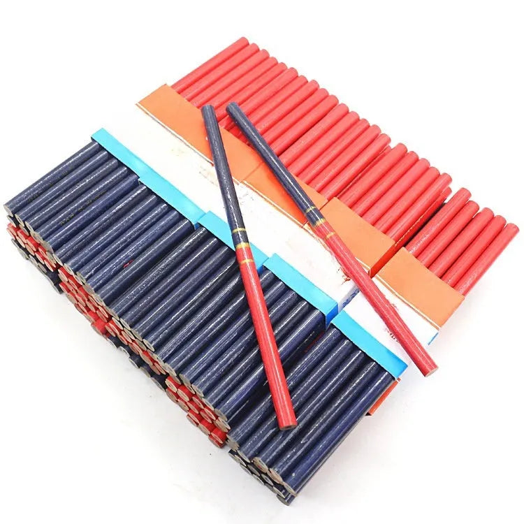 10 red and blue two-colour round wooden carpenter's pencils for marking