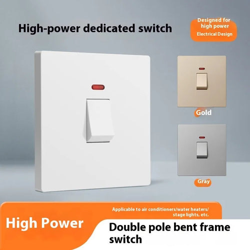 25A or 45A three-pole electrical switch with illuminated panel in gold, grey or white