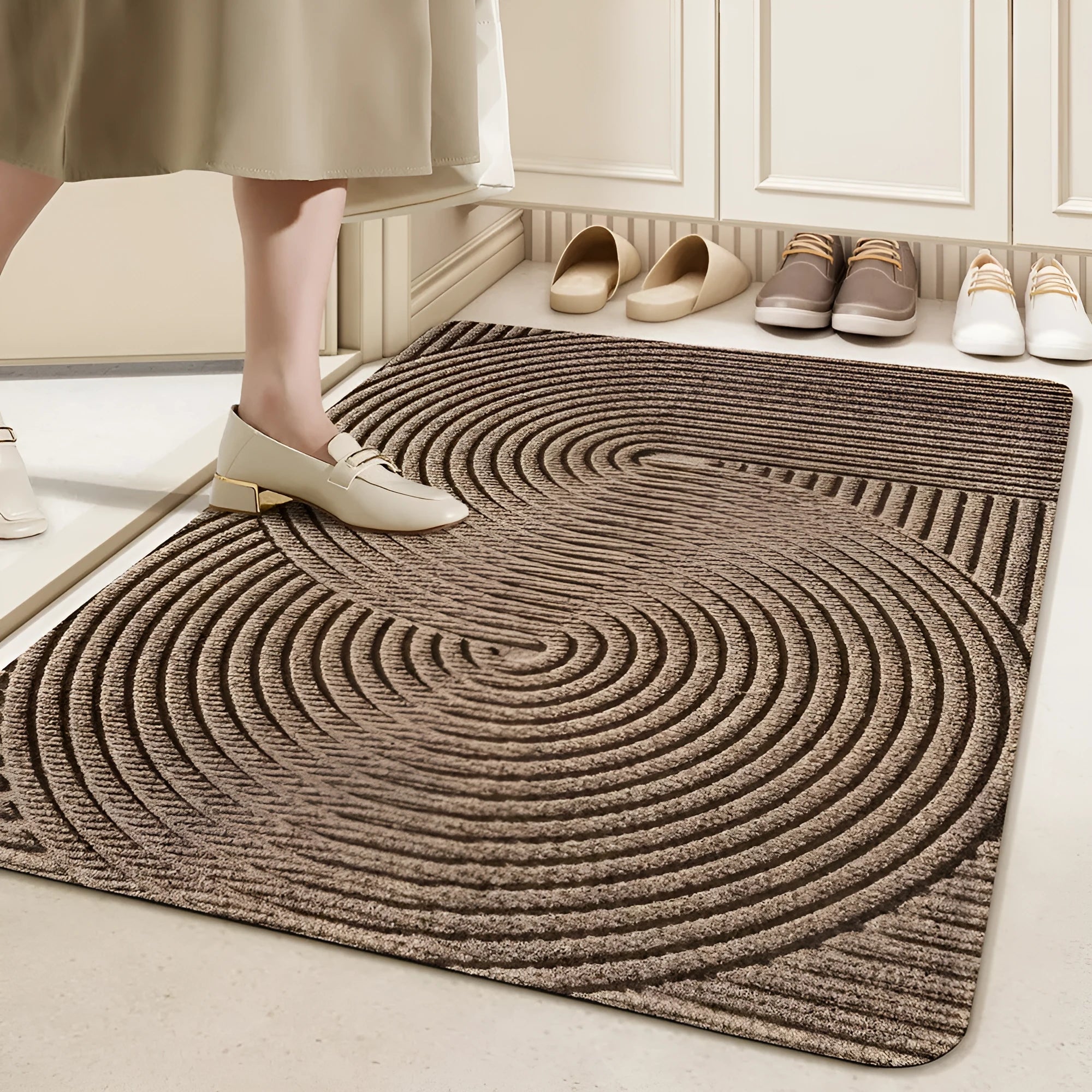 Cartoon anime pattern entrance floor mat in diatom oil, 60cm by 90cm with wire ring.