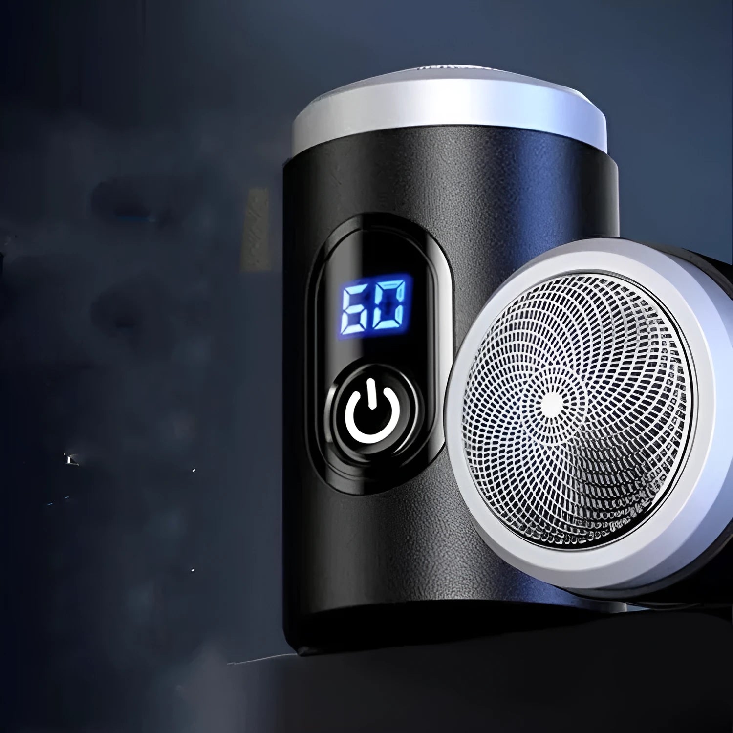 Black portable USB rechargeable shaver with brushless motor and LED display