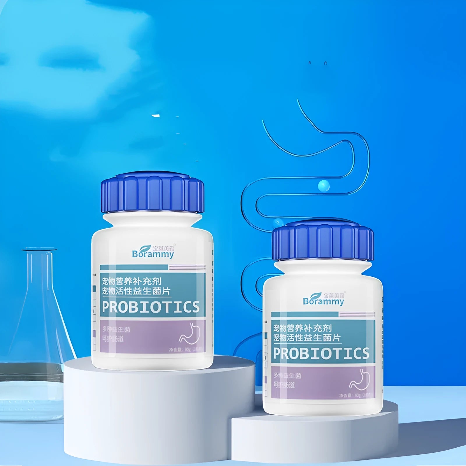 Pet probiotic tablets bottle with 180 tablets for dogs and cats digestive support