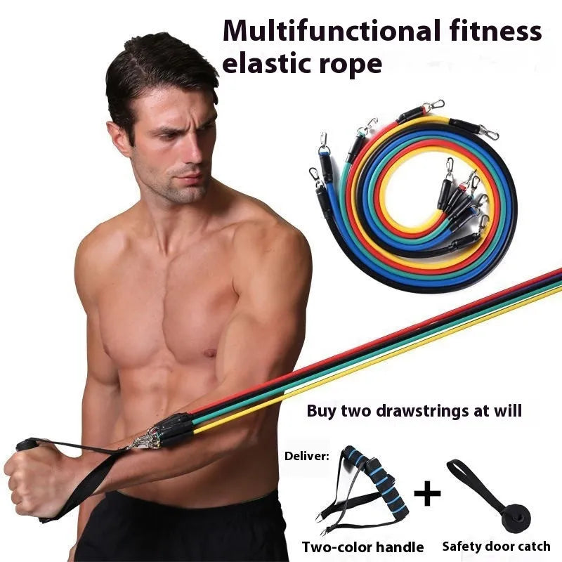 Door-mounted sports pulling rope set with ABS construction and hook attachments for strength training exercises.