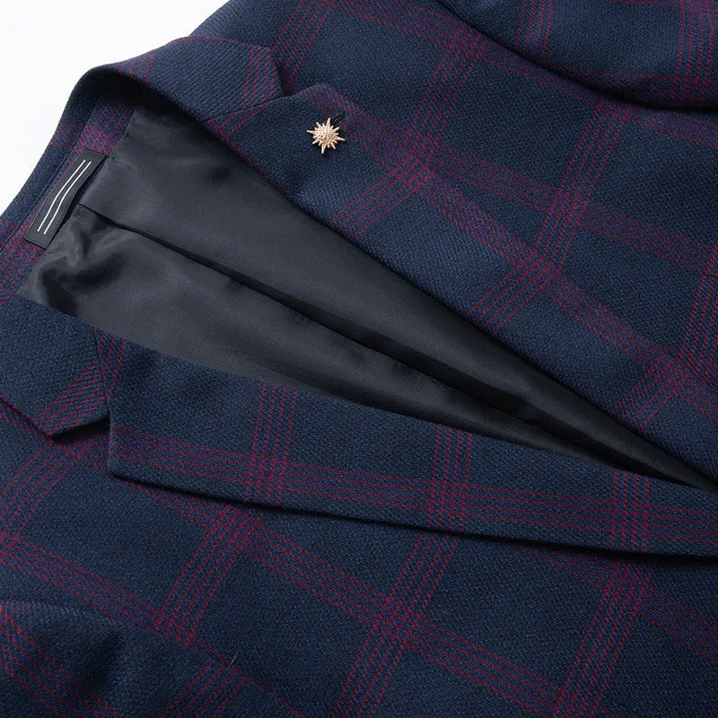 Men's trendy slim fit small business suit coat in blue, casual style, Asian sizing M-5XL