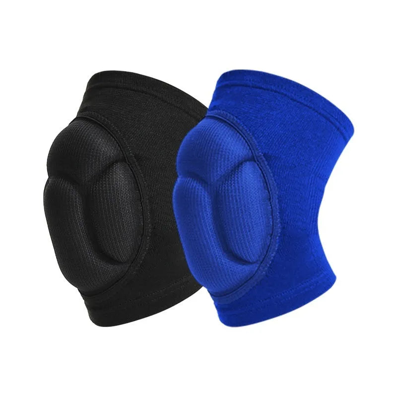 A pair of black thick sponge dance kneepads for anti-collision protection in sports.