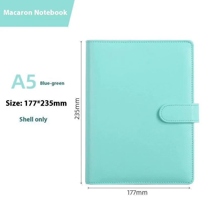 A5 PU leather loose-leaf notebook shell with zipper in solid colour options
