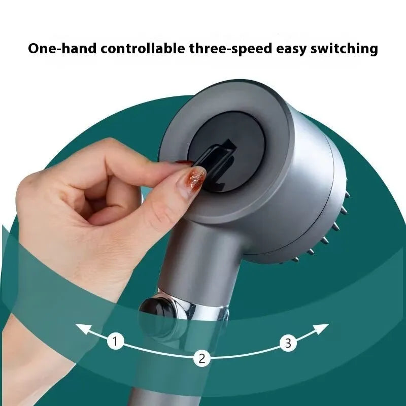 Portable strong boost bath filter shower head with third gear adjustment and multiple functions