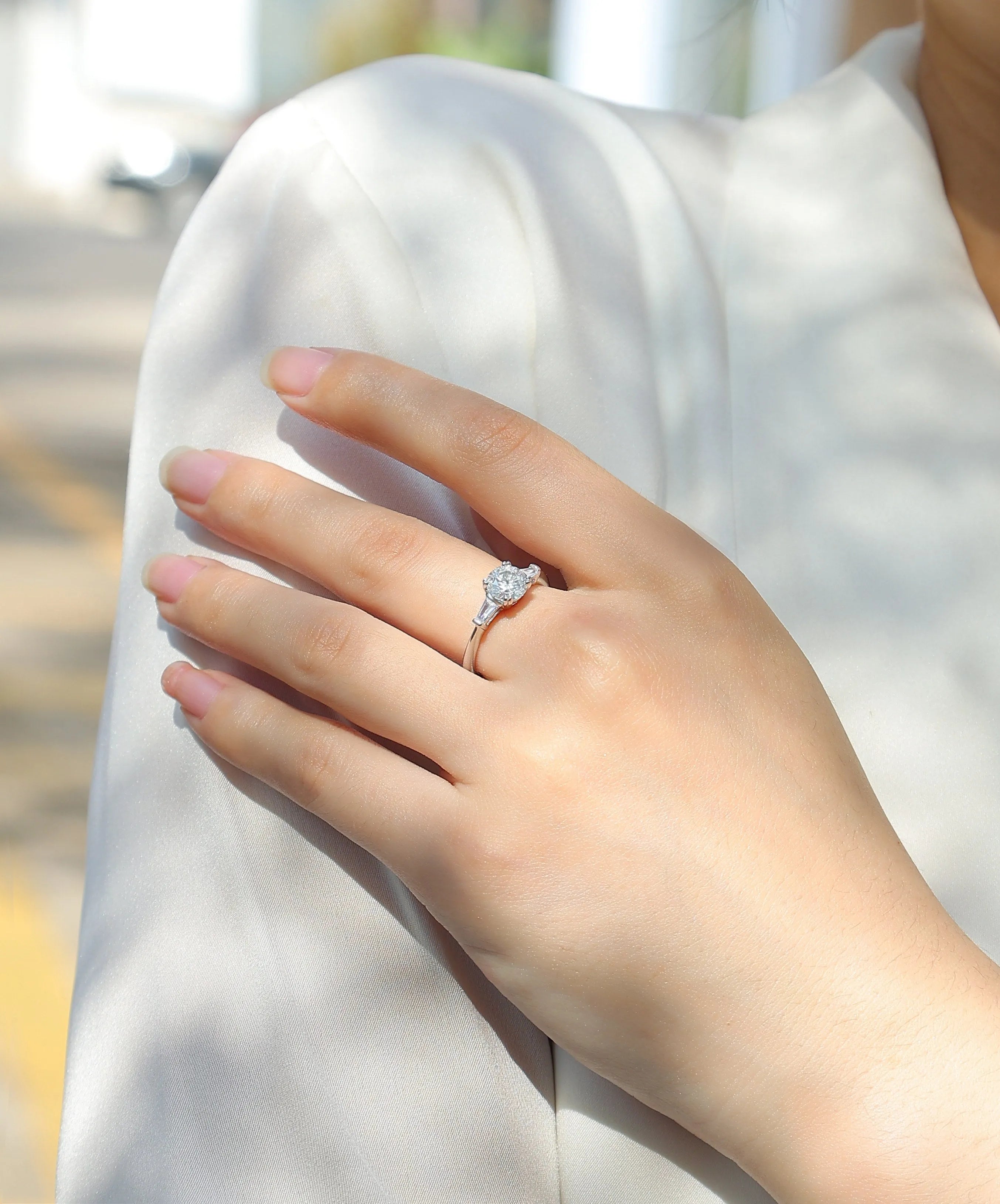 GODDNESS 1-carat moissanite wedding ring set in S925 silver with platinum plating, rose gold finish, gift box