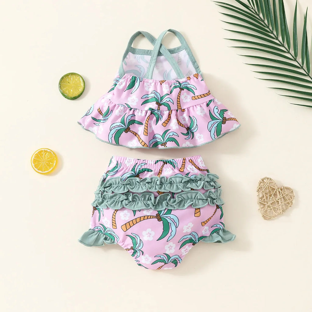 White children's two-piece swimsuit set with top and shorts for age 2-3 years