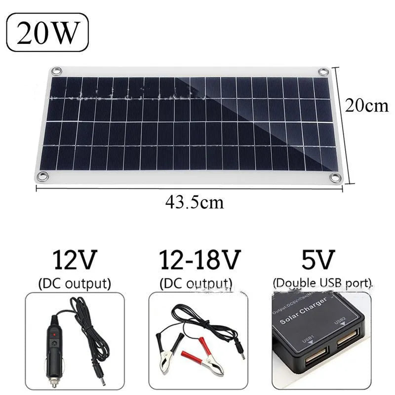 10W polycrystalline silicon solar panel with dual USB ports for outdoor charging.