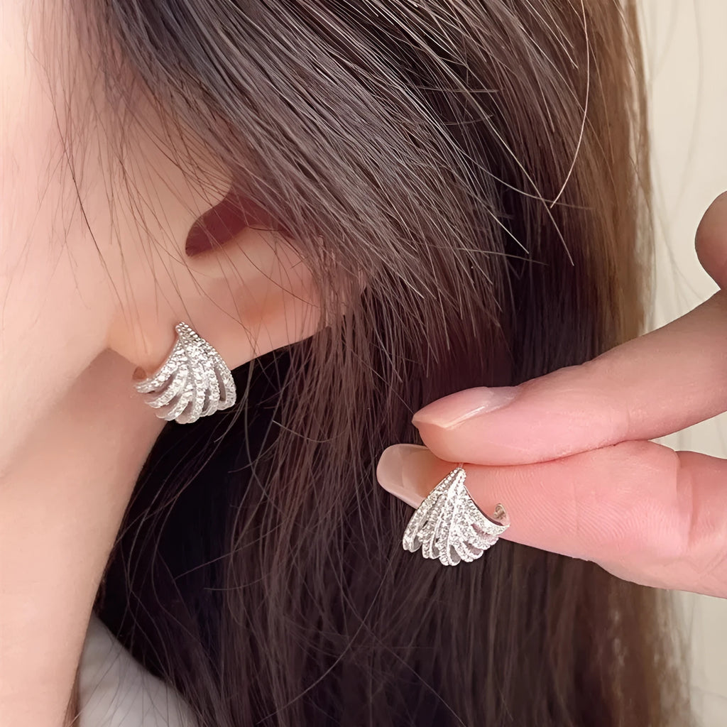 Geometric line design earrings with electroplated platinum colour finish