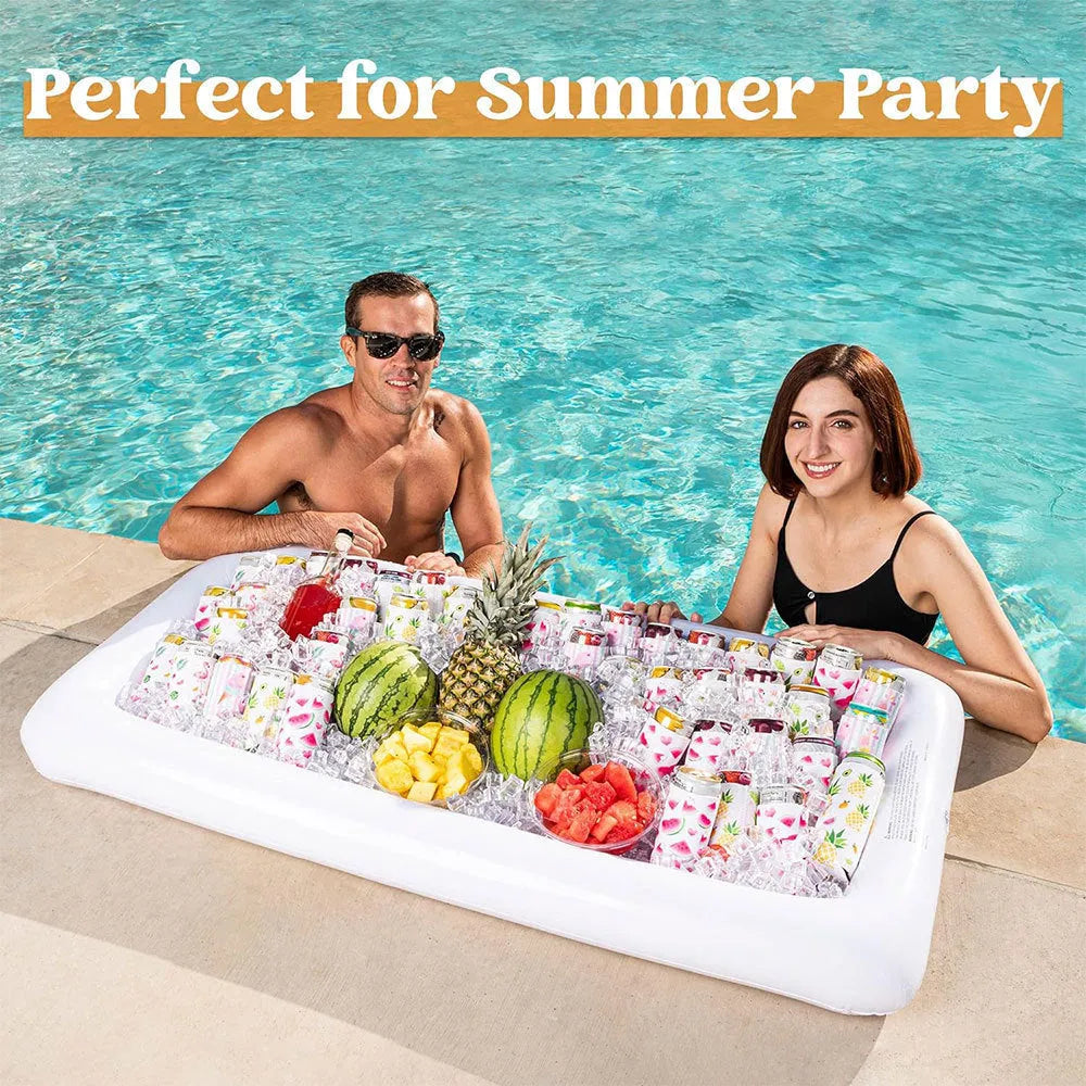 PVC inflatable ice bar with cup holders and yellow ice bucket for outdoor parties