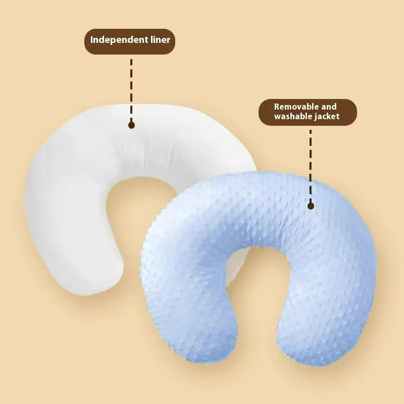 Nursing pillow with anti-spill design in grey, light blue, pink or yellow colours