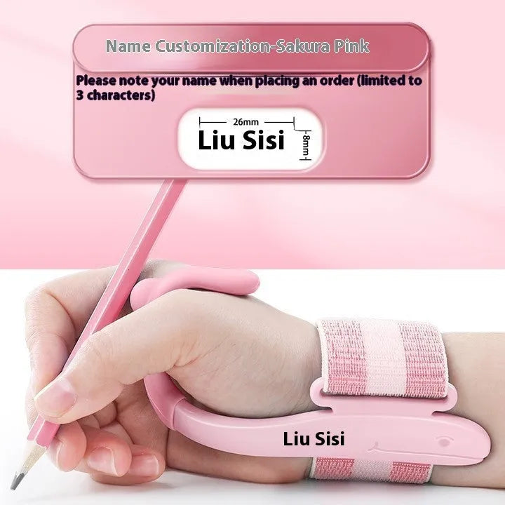 Blue Anti-hook Holder Pen Control Corrector wrist brace for pen grip correction.