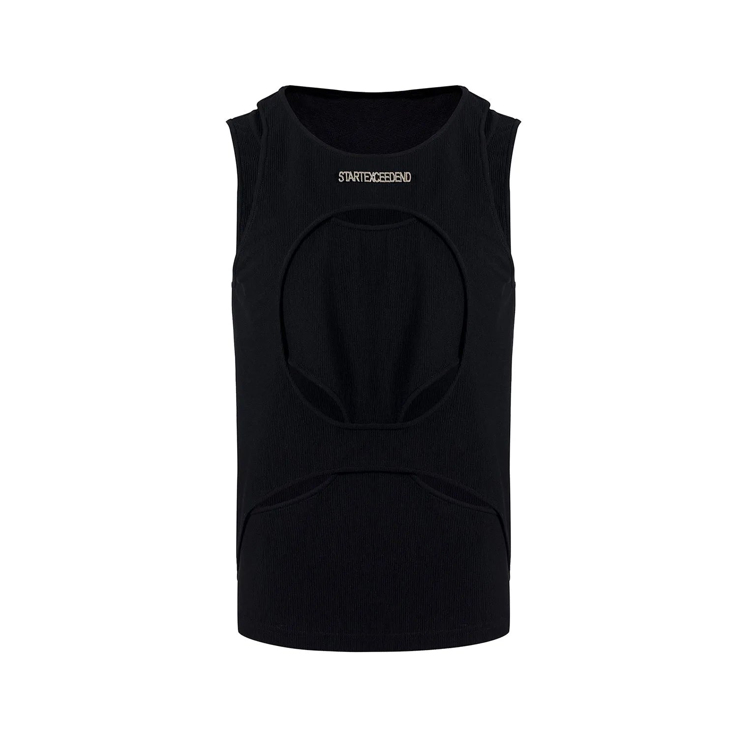 Men's black sleeveless waistcoat vest with hollow thread summer design