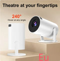 White wireless portable projector showing 1080p HD resolution specification