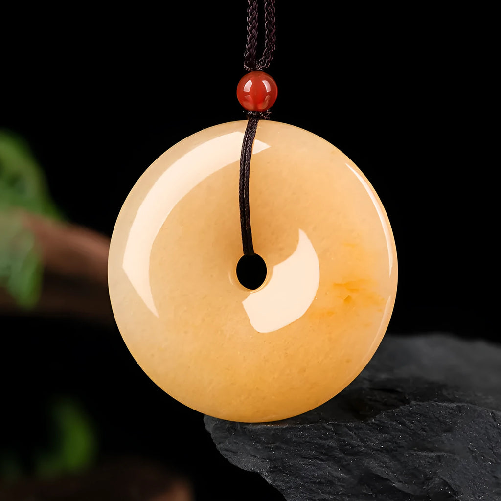Natural Jinsi Jade peace buckle pendant necklace on lanyard, gold tone option, with certificate