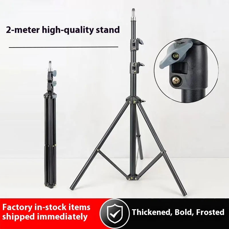 Frosted finish photography tripod light stand with mobile phone holder attached