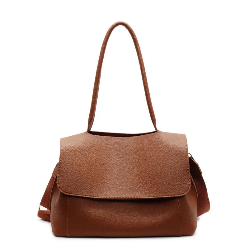 Horizontal square PU tote bag with double shoulder straps in neutral colour options