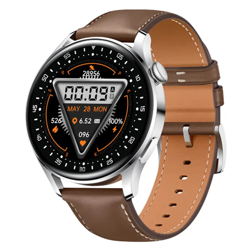Sports health monitoring smart watch with 1.32-inch touch screen on leather wristband