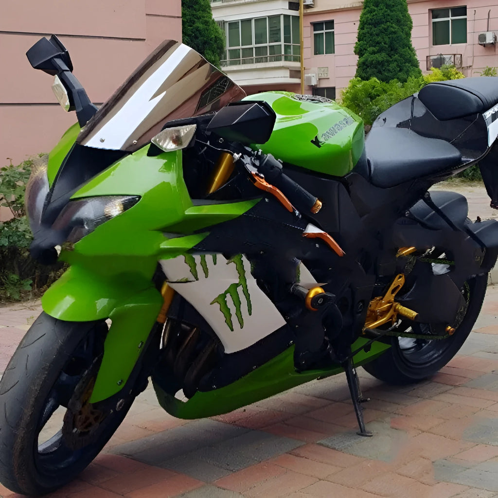 Blue and brown tint motorcycle windscreen for Kawasaki ZX-6R and ZX-10R models.
