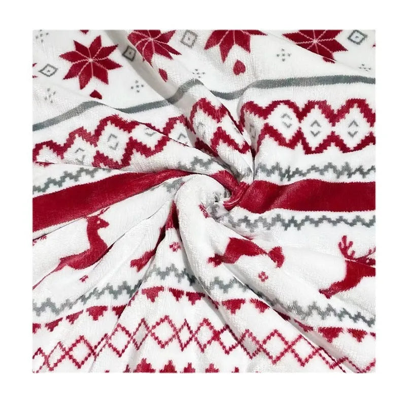 Thick flannel sherpa lambswool blanket 150x200cm in Elk Double White with cartoon anime pattern
