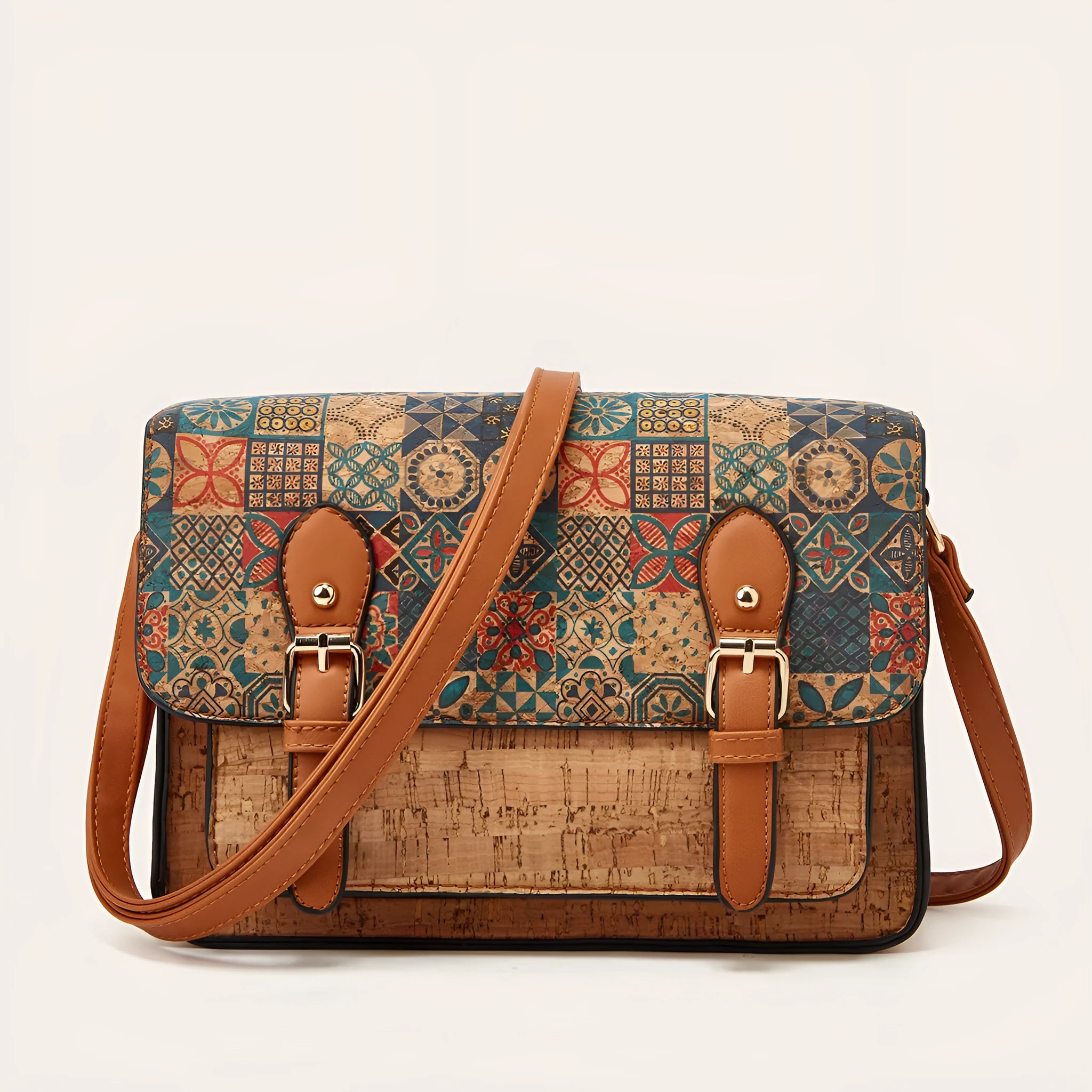 Women's printed PU leather crossbody bag with single strap in large capacity design