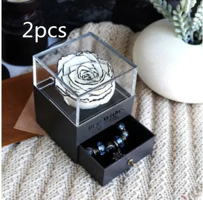Eternal flower rose jewellery box decorative display gift packaging 8.5 cm