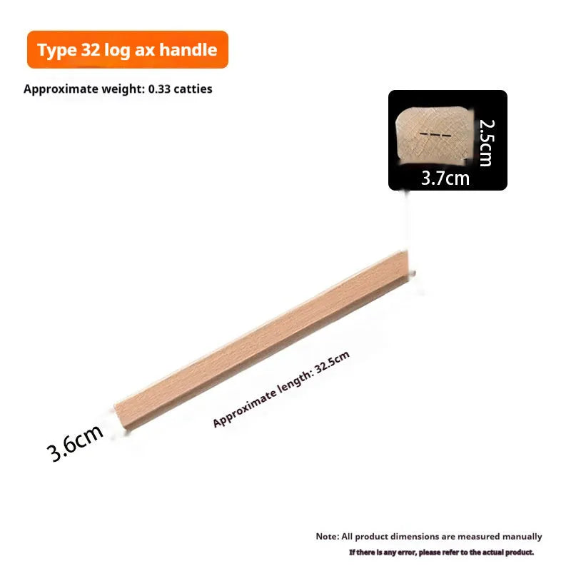 Unfinished locust wood tool replacement handle for axes, sickles, and hoes showing wood grain