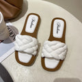 Women's plaid pattern beach sandals with thick PVC soles in black, green, orange or white colours