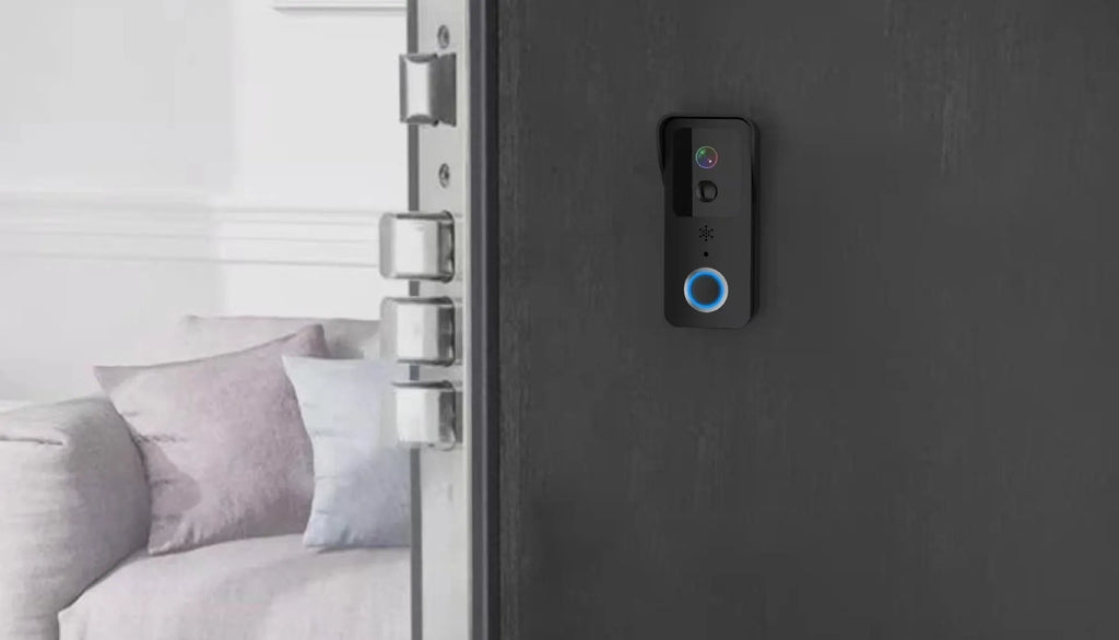 Black or white waterproof visual doorbell with HD camera lens and smart home security features