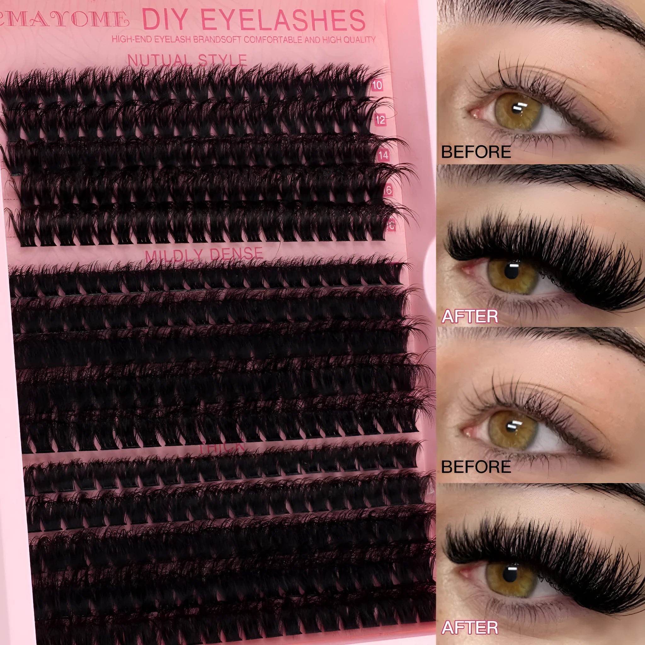 DIY false eyelashes extension suit with segment single cluster design and professional tweezers